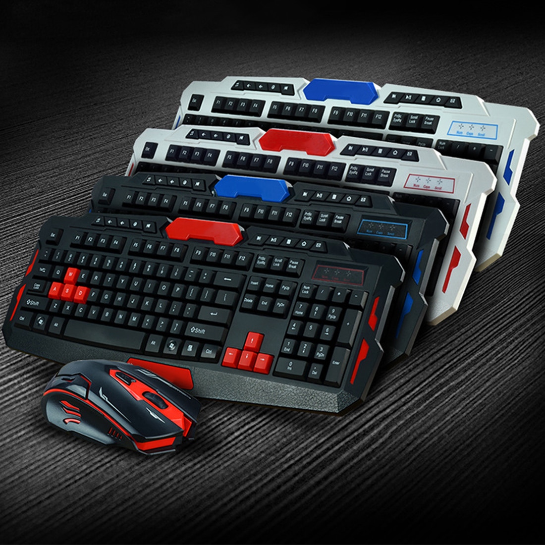 2.4 ghz trådlöst tangentbord gaming tangentbord mus combo 19 tangenter anti-ghosting justerbar 1600 dpi mus usb-mottagare adapter