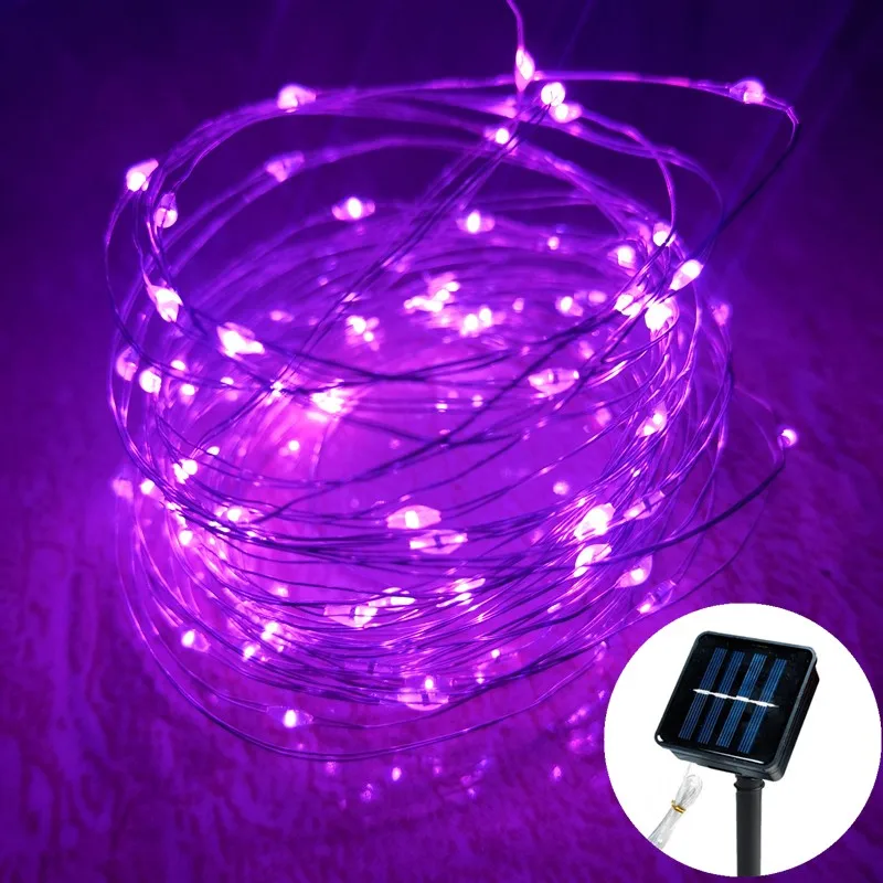 Led solcelledrevne lyskæder 8 tilstande jule-led-lys udendørs have terrasse trådgirlande lys julelys: Hvid / 6-10w