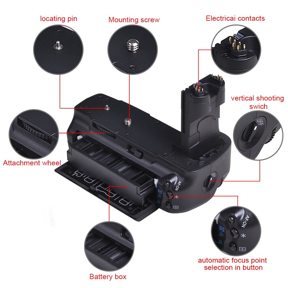 Batmax Vertical BG-E6 Battery Grip For Canon 5D Mark II 5D2 Camera as BG-E6 work with LP-E6 battery or 6 X AA Batteries