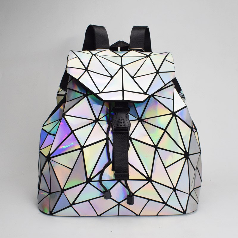 Women Drawstring Backpack Geometric Female Backpacks For Teenage Girls Bagpack Holographic Ladies bao School Bag Sac