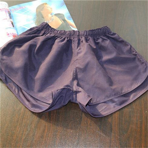 Summer Sports Women Shorts Leisure Elastic Waist Women Shorts Female Yo-Ga Running Short Feminino: Purple / S