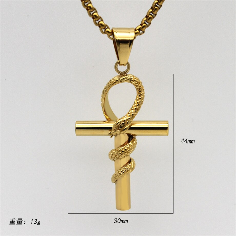 Mode Oude Egyptische Ankh Kruis ketting voor mannen roestvrij staal goud kleur / zilver kleur biker hanger Amulet sieraden | NL Mode Oude Egyptische Ankh Kruis ketting voor mannen roestvrij staal goud kleur / zilver kleur biker hanger Amulet sieraden | NL