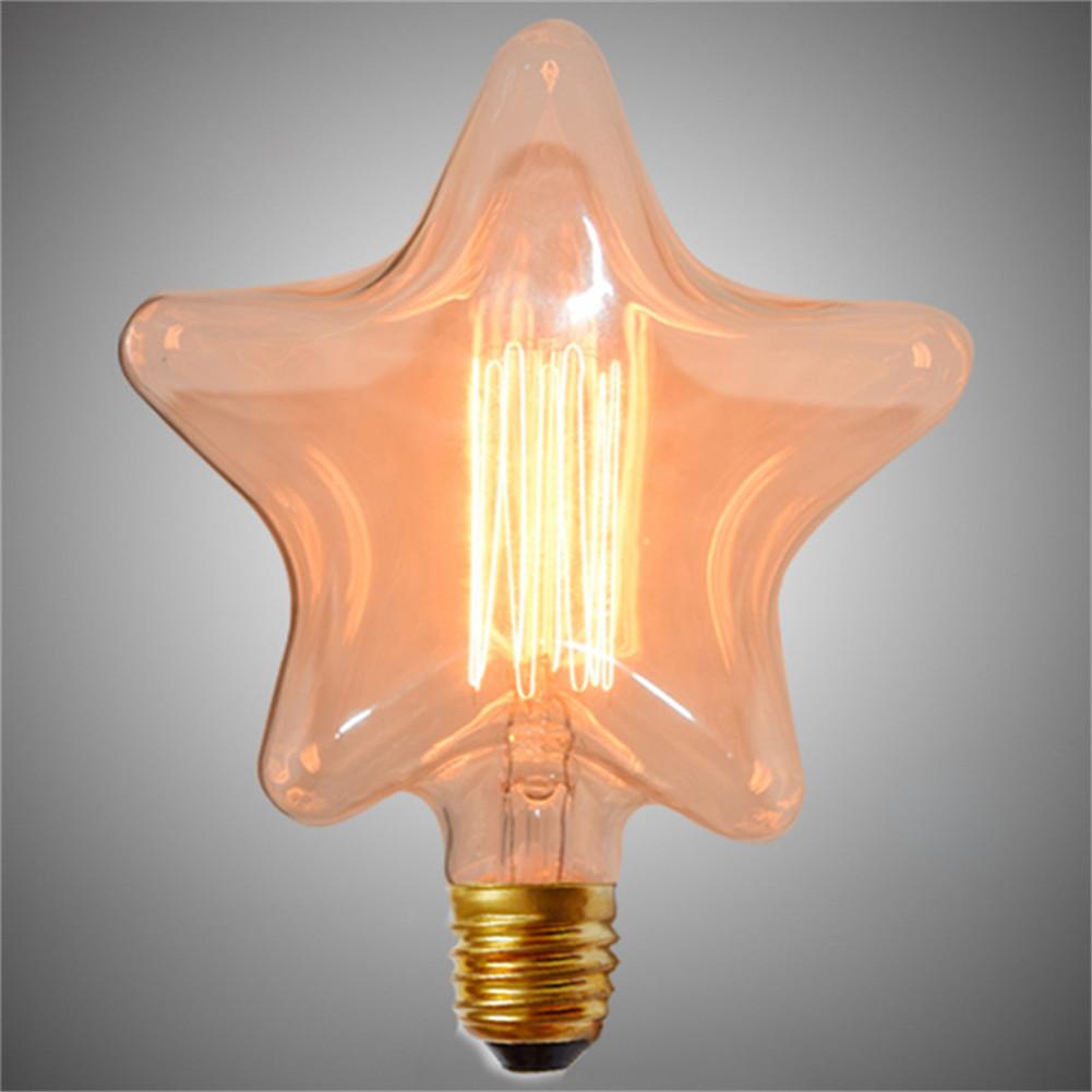 E27 Retro Edison Bulb Star Heart Shaped Beautiful High Brightness Bulb Glass Warm White Light Beautiful And