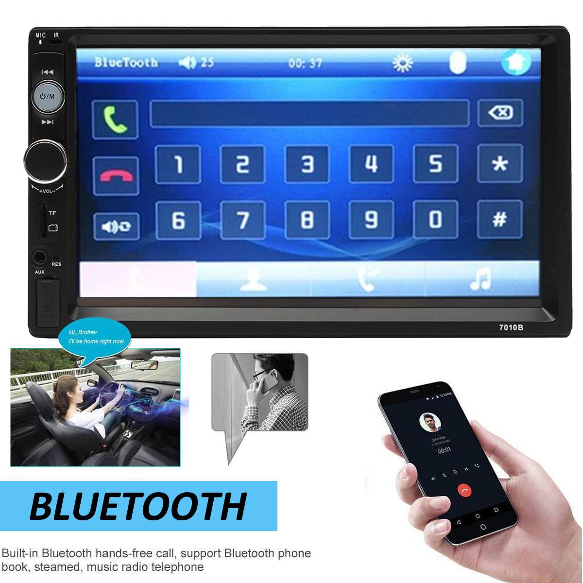 7 Inch 2 Din Auto Fm Stereo Radio MP3 Speler Hd Tft Touch Screen Auto Radio Bluetooth Auto Speler Night vision Achteruitrijcamera