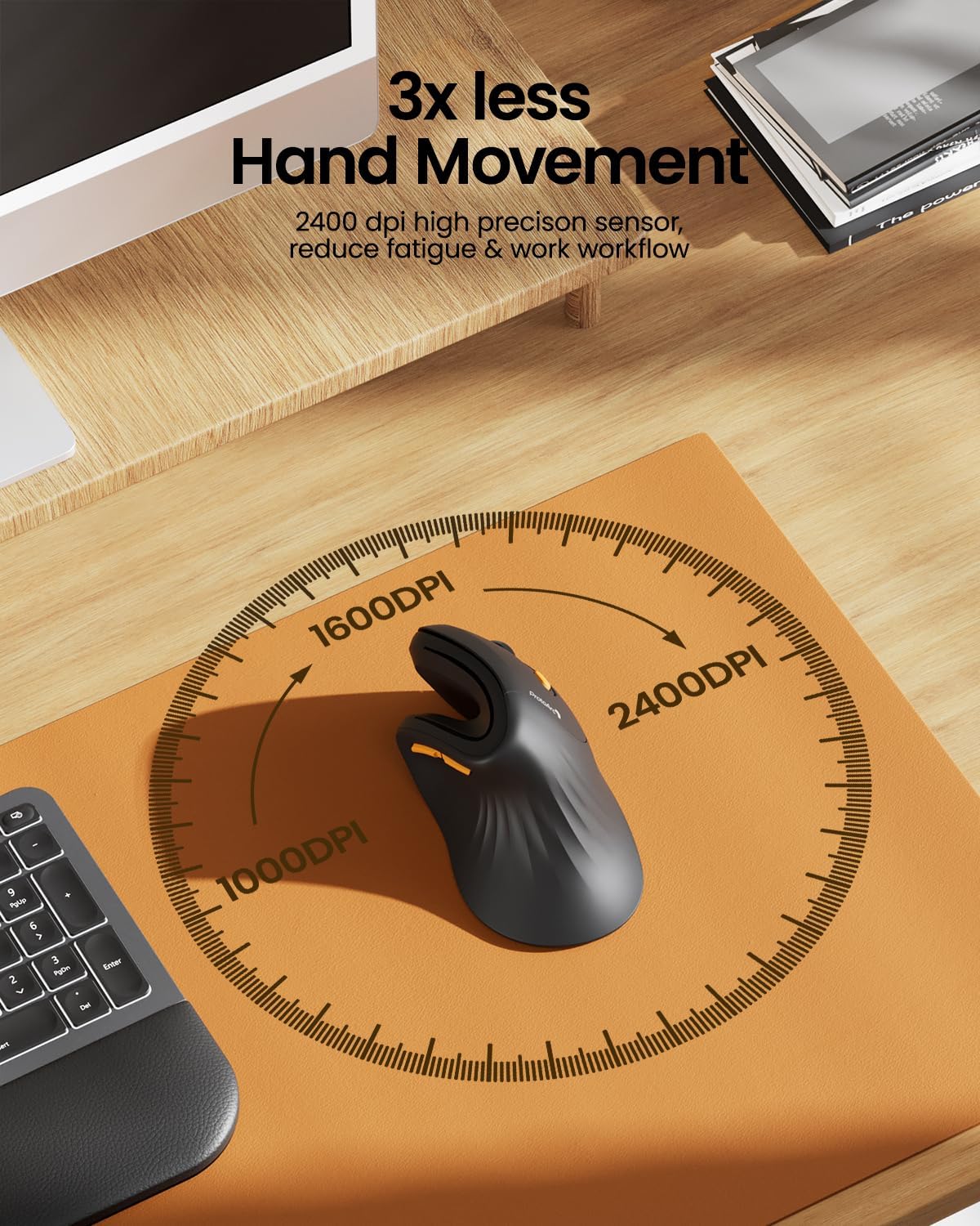 Ergonomic Mouse Wireless Vertical Mouse or Computer iPad Mac Windows 3 Adjustable DPI Multi-Device Connection