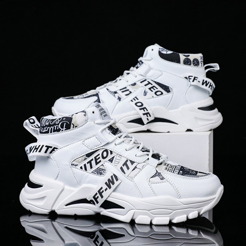 Herre high-top canvas sko mænd forår efterår top sneakers snøre høj stil afslappet sko til mænd