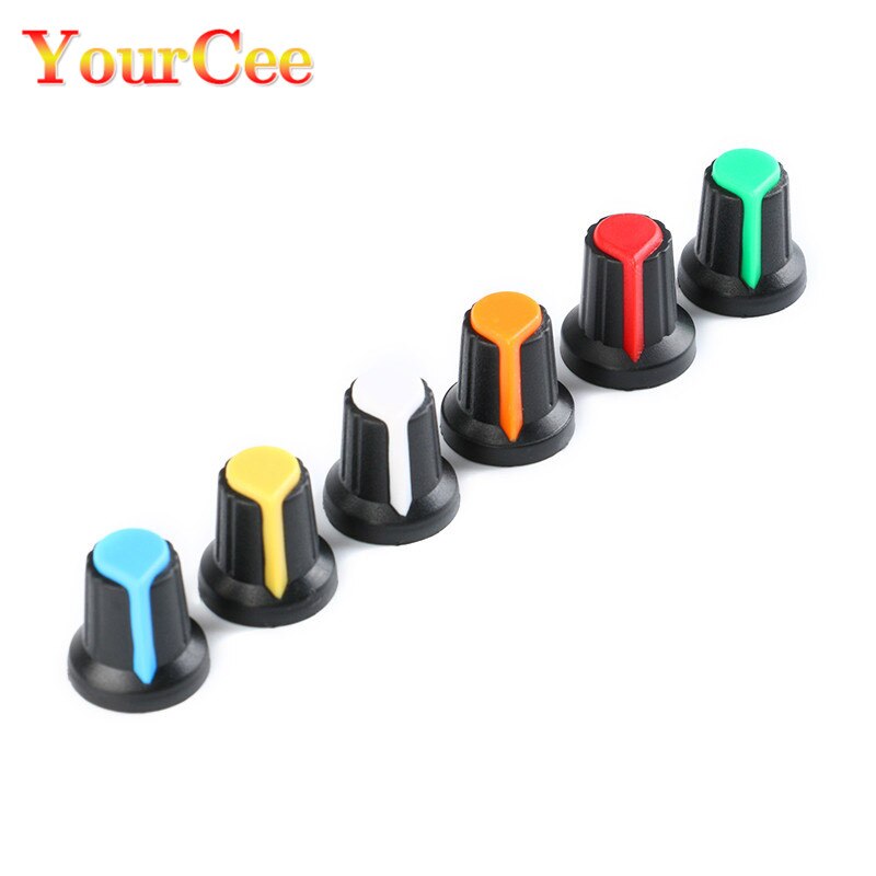 10 Stks/partij 6Mm WH148 Schakelaar Shaft Hole Dia Potentiometer Pot Knop Cap Voor Diameter 6Mm Plum Handvat Turn aan Uit Knop Knop