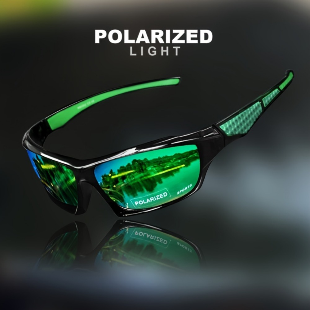 Gafas de sol polarizadas UV400 para ciclismo, lentes HD, resistentes a los rayos UV, gafas para deportes al aire libre ligeras a prueba de viento: Verde