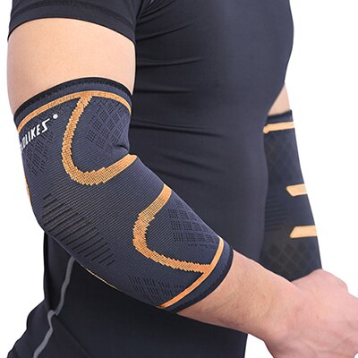 1pcs Elbow Compression Sleeves Support Gym Sport Elbow Protective Pad Absorb Sweat Basketball Arm Sleeve Elbow Brace cotoveleira: Orange / M