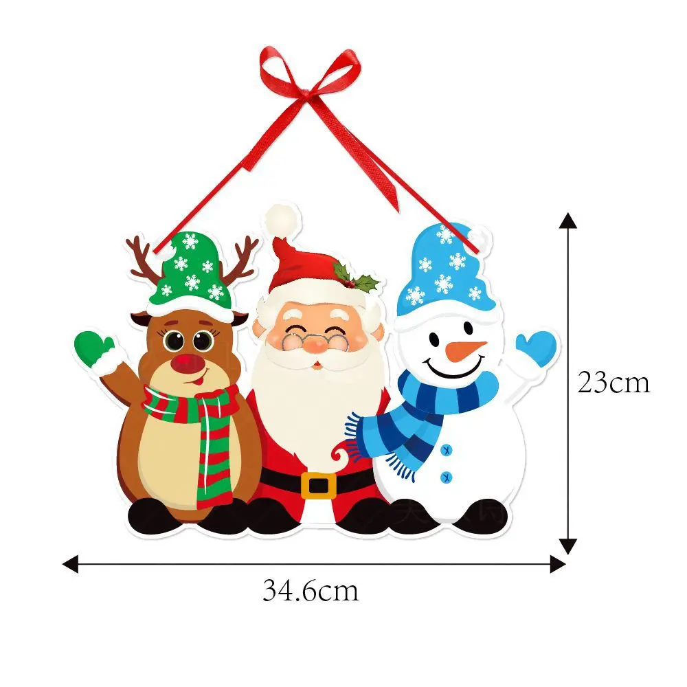 2024 Kerst Deurhanger Nieuwjaarsfeest Hangers Kerstman Sneeuwpop Elanden Papieren Banner Vrolijke Kerstdecoratie voor thuis: Mintgroen