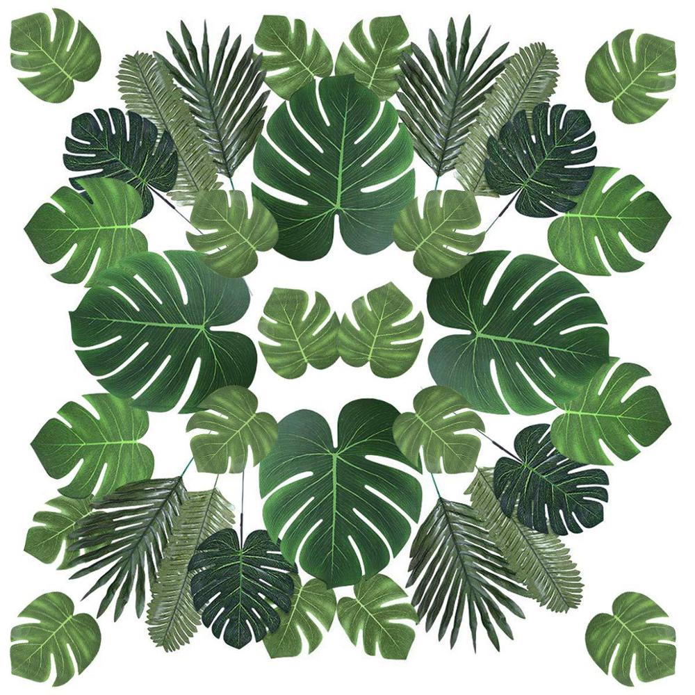 12pcs Green Artificial Tropical Palm Tree Monstera Leaves Wedding Home Garden Office Bedroom Decoration Photography Background