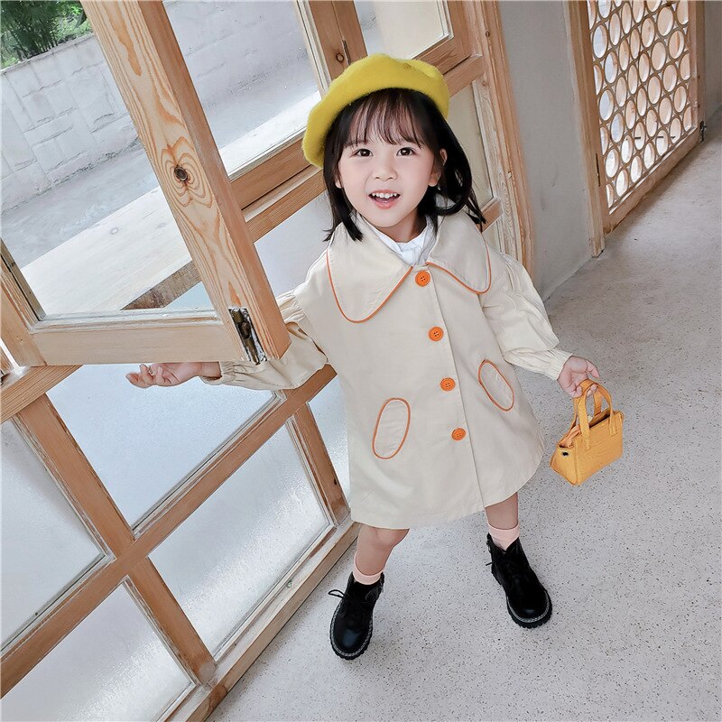 Chifuna pige trenchcoat efterår børn trench coat stil lang vindjakke piger trench coat baby piger kjole med jakke