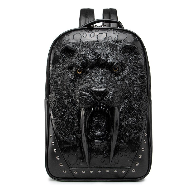 Women Men Waterproof 3D Backpack Large School Bags For Teenagers Shoulder Bag PU Leather Backpacks Casual Solid Rucksack: black