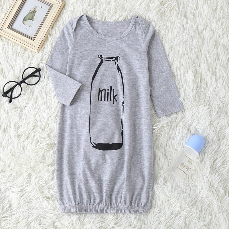 Newborn Pijamas Baby Robes Cotton Soft Casual Long Sleeve Bottle Pattern Comfortable Baby Sleepwear Autumn Spring Winter 6-24M: DR00174-huise / 70-6M