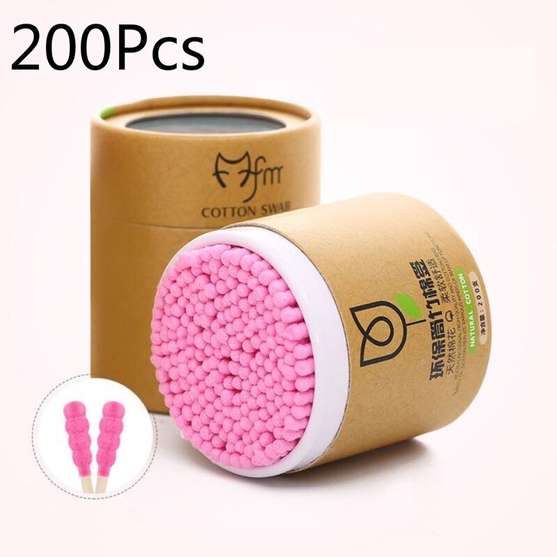 500/200/100Pcs Wegwerp Double Headed Wattenstaafjes Make Wattenstaafjes Neus Oor Schoonmaken Wood Sticks Katoen swabs Cotonete: 06