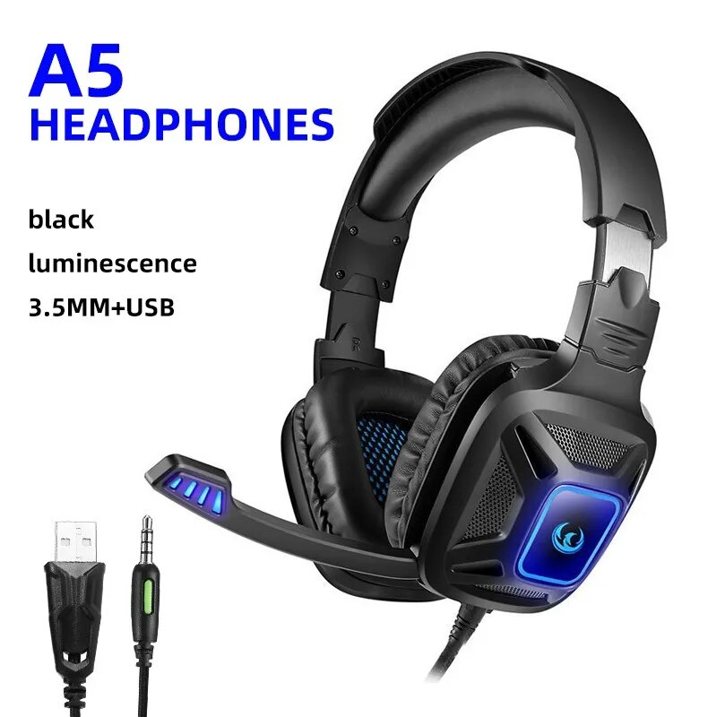 1PC Gaming Headset Experience Immersive Audio With Mic LED Lights Soft Memory Earmuffs Headphone: Default Title