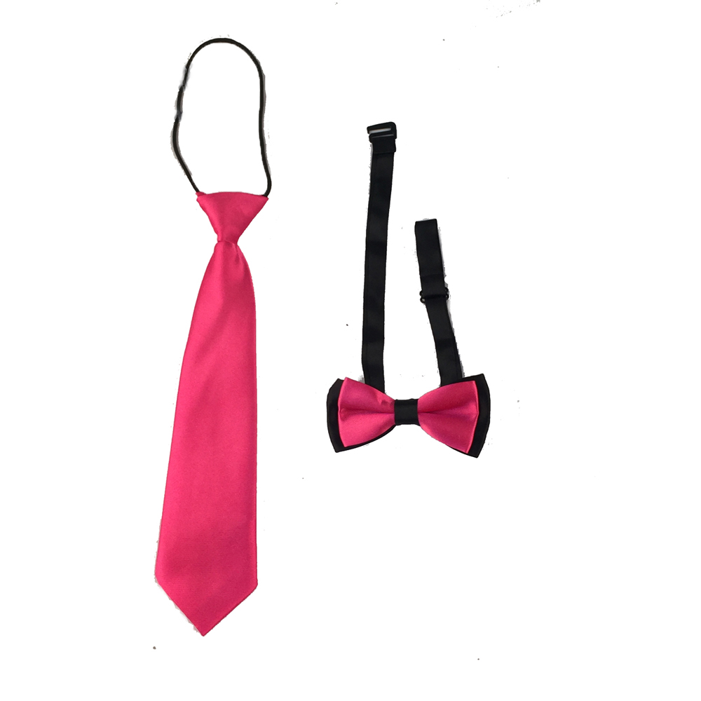 2 stk børne & #39 ;s børn unisex ensfarvede slips butterfly bryllup drenge butterfly tøj tilbehørstr 0011: Hot pink
