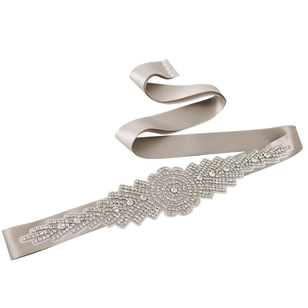 ZMS23 Wedding Dress Ivory Bride's Accessories Belt Bridemaid Brides Dresses Glitter Bridal Diamond Sash Women's Belts: drak gray