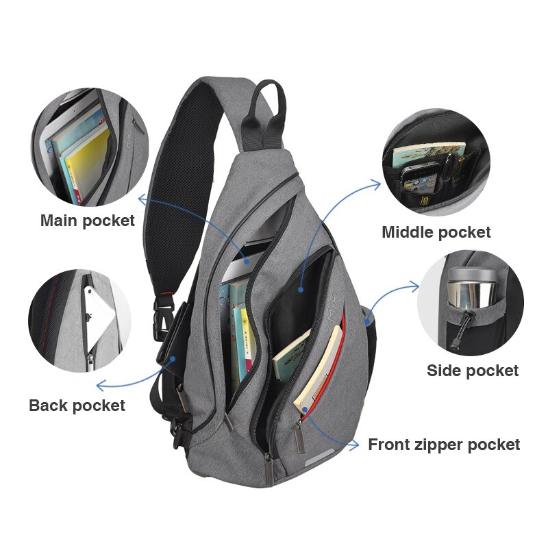 Mixi Men Sling Backpack One Shoulder Bag Boys Student School Bag University Work Travel Versatile M5225