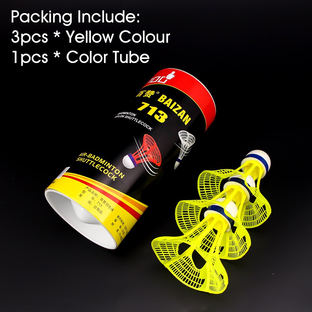 Welkin Originele Airshuttle Outdoor Badminton Airshuttle Plastic Bal Nylon Shuttle Ball Stabiele Weerstand 3 Stks/pak: 3PCS Yellow
