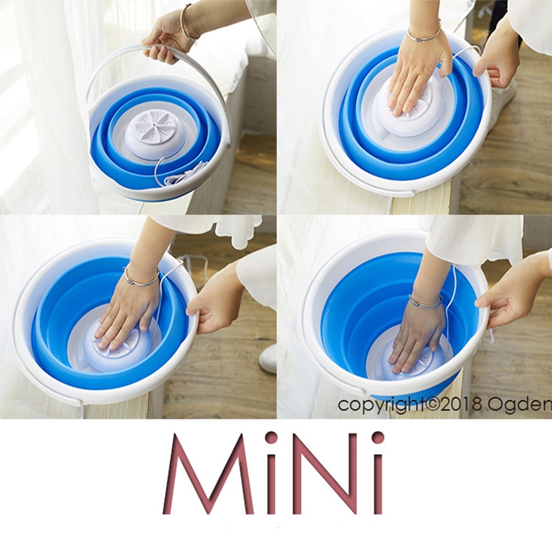 Ultrasonic folding bucket mini portable washing machine High frequency vibration cavitation super vibration wave Anti collision