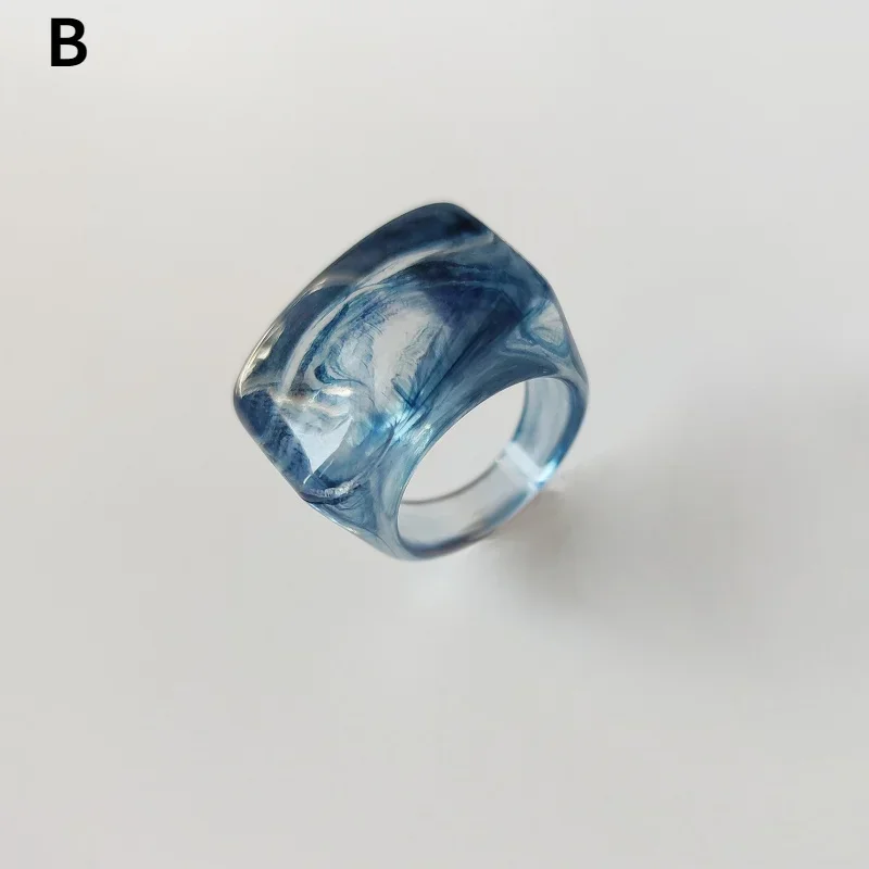 Bague créative en résine acrylique, Vintage, Simple, géométrique, carrée, pour femmes et hommes, bijoux: Black