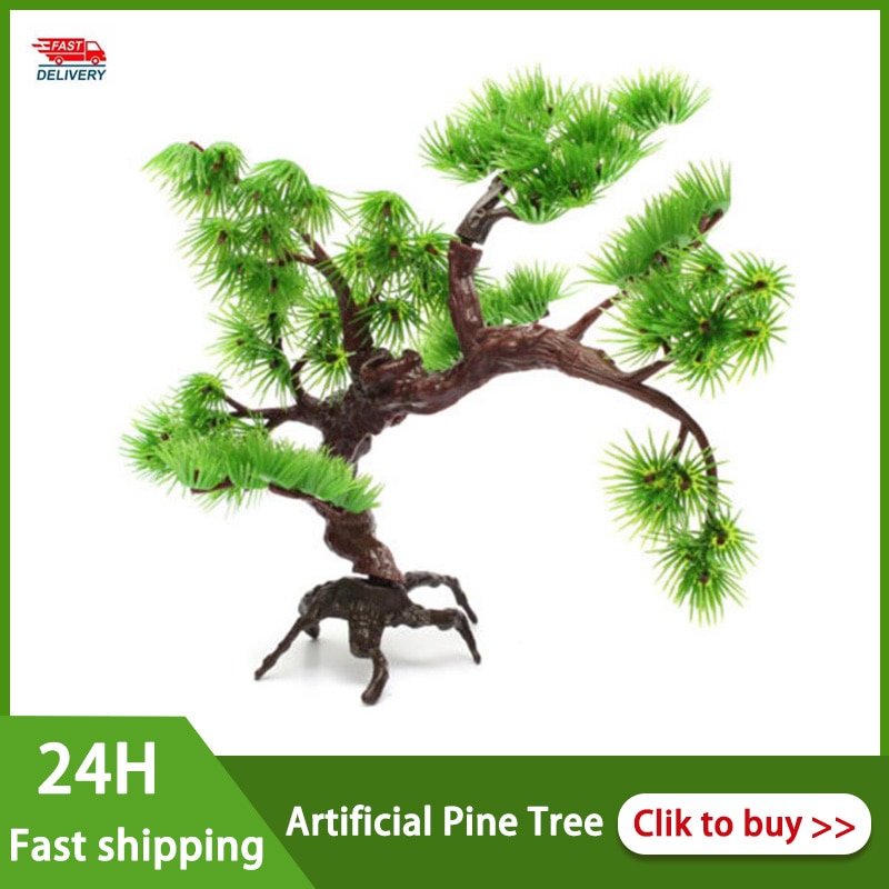 Artificial Bonsai Pine Tree Aquarium Plastic Bonsai Ornament Fish Tank Artificial Pine Tree Plant Decor Aquarium Ornament Decor