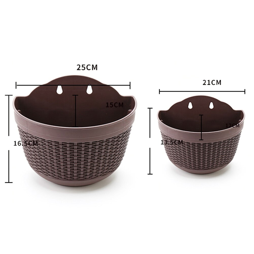 Imitation Rattan Wicker Wall Hanging Flower Baskets Plant Hangers Indoor Outdoor Flower Pot Basket Garden Flower Pot Planters