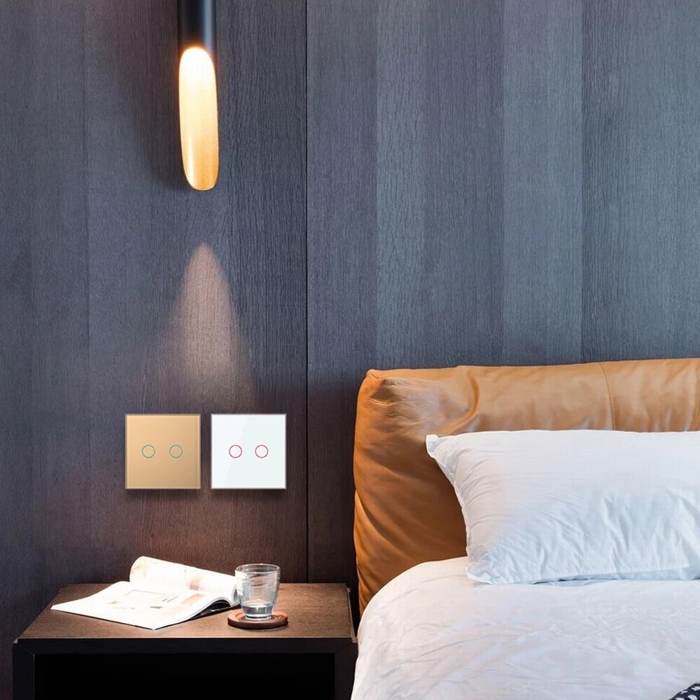 Livolo – interrupteur mural tactile, 2 boutons, sans panneau en verre, variateur Led adaptatif, pour maison, VL-C702D