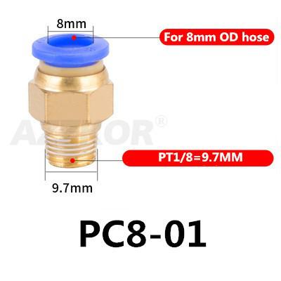5 kpl pc pneumaattinen letkuliitin ilmakompressorin osat suora työntöpaineilmaliitin 1/2 " 1/4 " 3/8 " 1/8 " m5 uros -4 6 8 10 12: Pc8-01