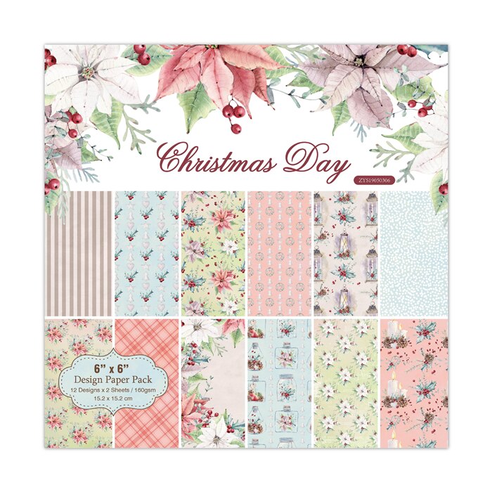 Christmas day Scrapbooking paper pack of 24 sheets handmade craft paper craft Background pad 53