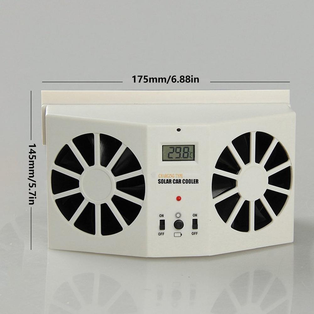 Adjustable Car Solar Exhaust Fan Auto Ventilator Car Cooler Ventilation Fan Dual-Mode Power Supply Portable: White