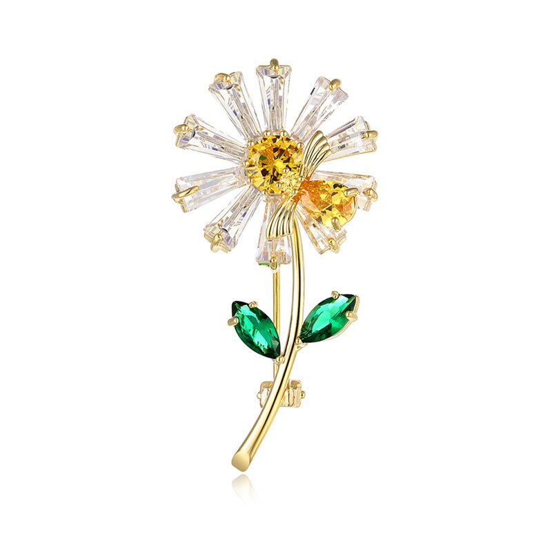 Broches Voor Vrouwen S925 Zonnebloem Bee Broche Pin Eenvoud Mooie Vest Sjaal Gesp Temperament Overjas Accessoires