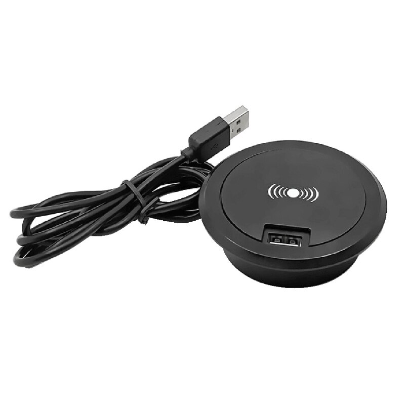 Desktop wireless charger headphones round wireless charging embedded desktop grommet power wireless charging pad: Default Title