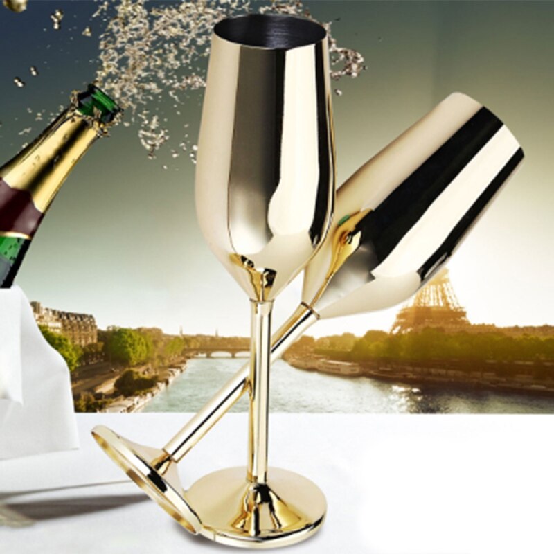 2 Stks/set Onbreekbaar Roestvrij Champagne Glazen Geborsteld Goud Bruiloft Roosteren Champagne Fluiten Drink Cup Party Huwelijk Wijn P: Default Title