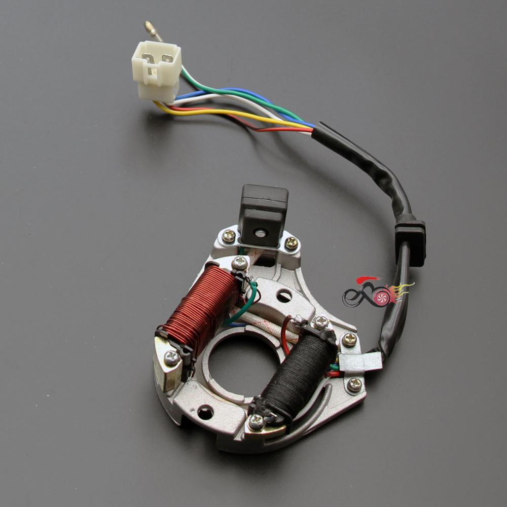 2 coil magneto stator för 50cc 70cc 90cc 110cc 125cc chinese atv dirt pit bike go kart buggy max e-moto