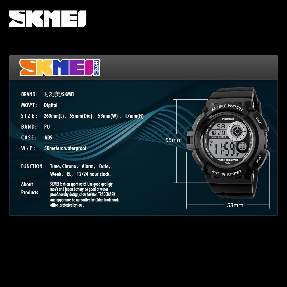 SKMEI Outdoor Sport Horloge Mannen Eenvoudige Kleurrijke LED Display Horloges Waterdicht Schokbestendig Digitale Horloge reloj hombre 1222