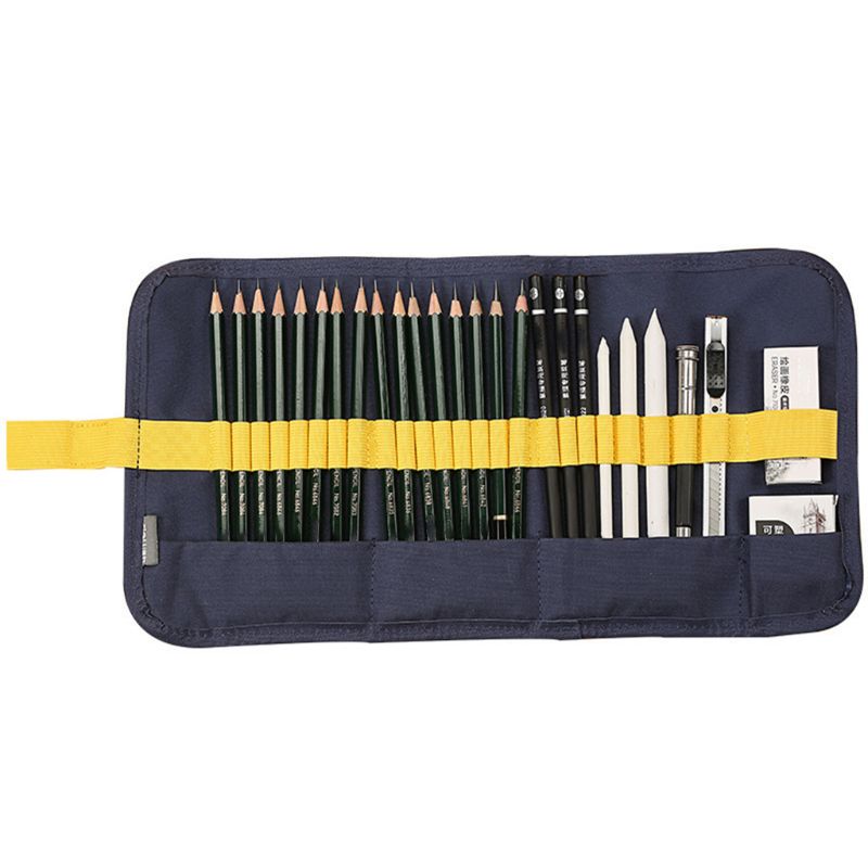 27 stuks schetspotlodenset schetsen tekenen oprolbare tassen kit schilder