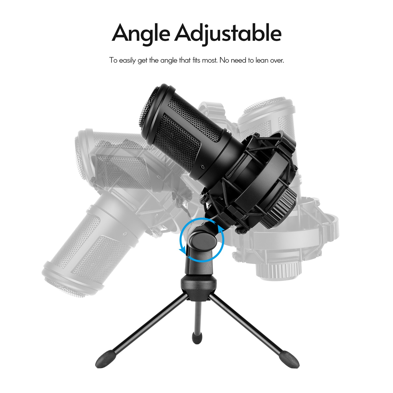 TAKSTAR PC-K320 Side-address Microphone Wired Condenser Mic Cardioid Pickup Pattern with Shock Mount and Tripod for Recording