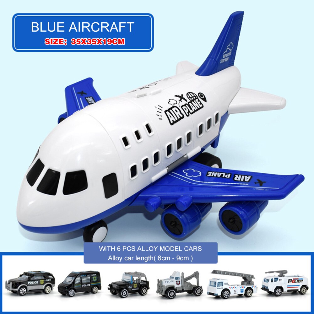 Simulazione Della Pista Inerzia Giocattolo Per Bambini Aeromobili di Grandi Dimensioni Passeggeri Aereo Aereo Di Linea Giocattolo di stoccaggio di Auto In Lega camion veicoli: blue plane 6 theme