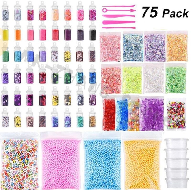 75pcs Supplies Kit Foam Beads Charms Styrofoam Balls Tools For DIY Making Additives for Slices Clay: Default Title