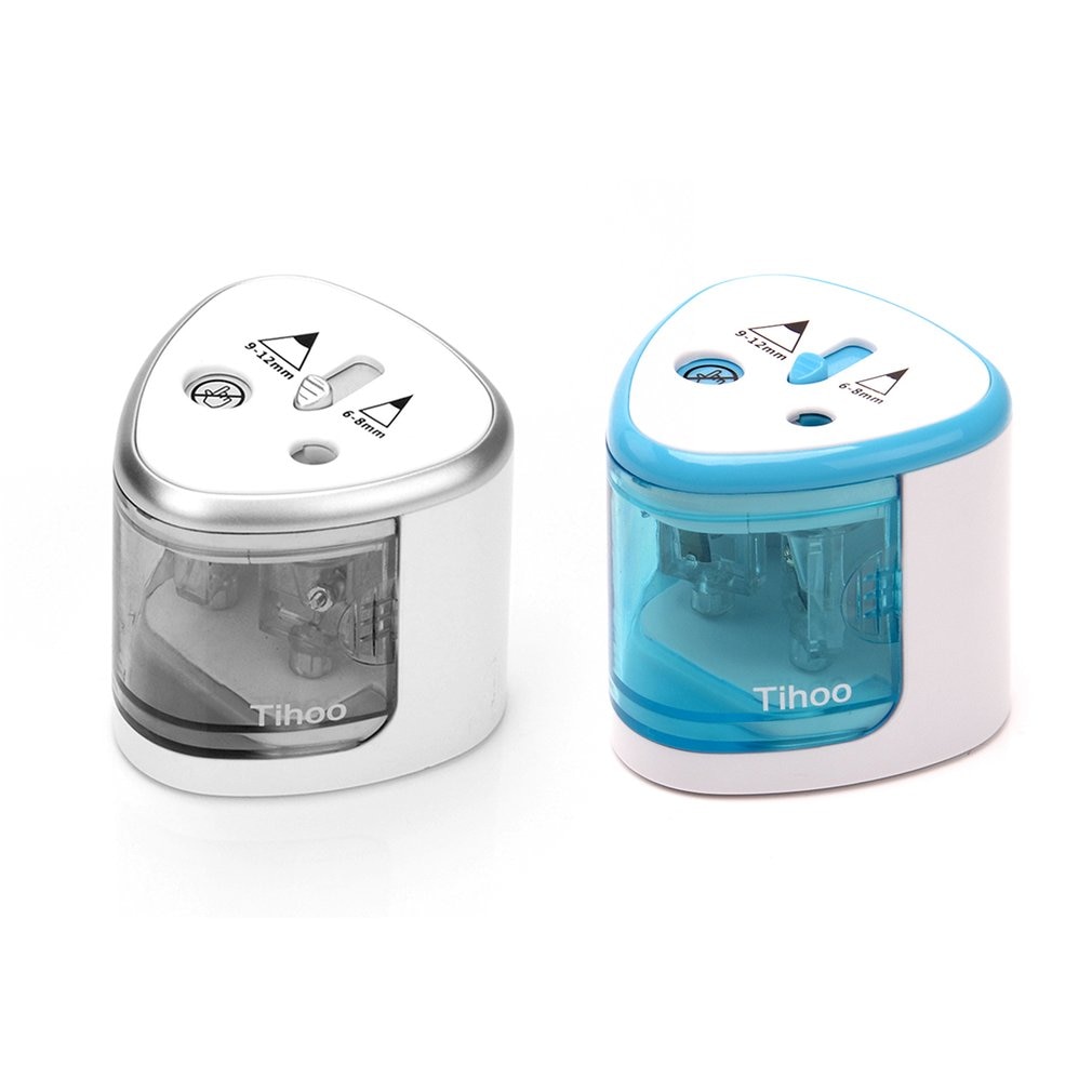 Unique 2 Compact Holes Art Sketch Electric Pencil Sharpener School Stationery Automatic Pencil Sharpener Office Accessories