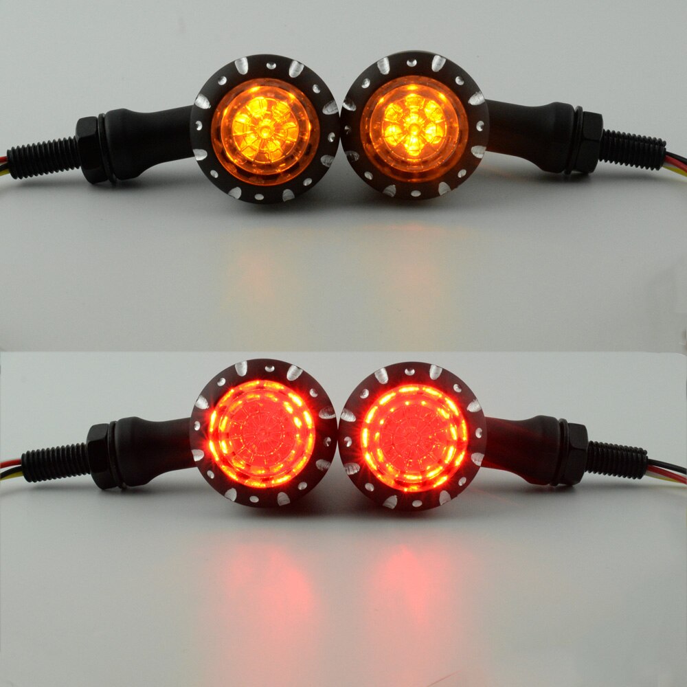 Knipperende LED Turn Signals Brake Blinker Light 12v Voor Harley Chopper Cruiser Bobber Cafe Racer Black Indicator Light