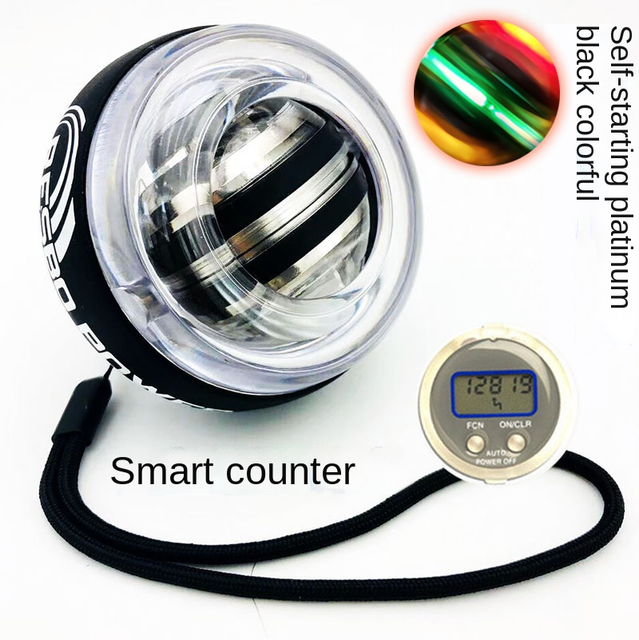 Boule de puissance pour la relaxation des muscles, Gyroscope, LED + compteur de vitesse, exercice de renforcement des mains, Gyro Powerball de Fitness: Black count