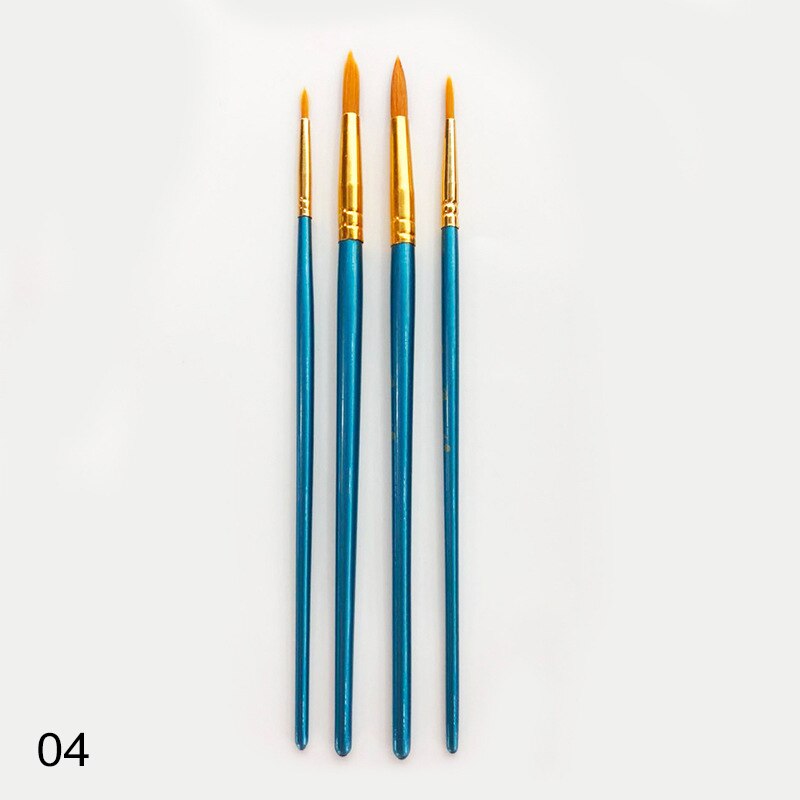 Pincel de pintura para artista, suministros de Arte de dibujo con mango de madera, tubo de aluminio, cerdas de cerdas, 4 Uds.
