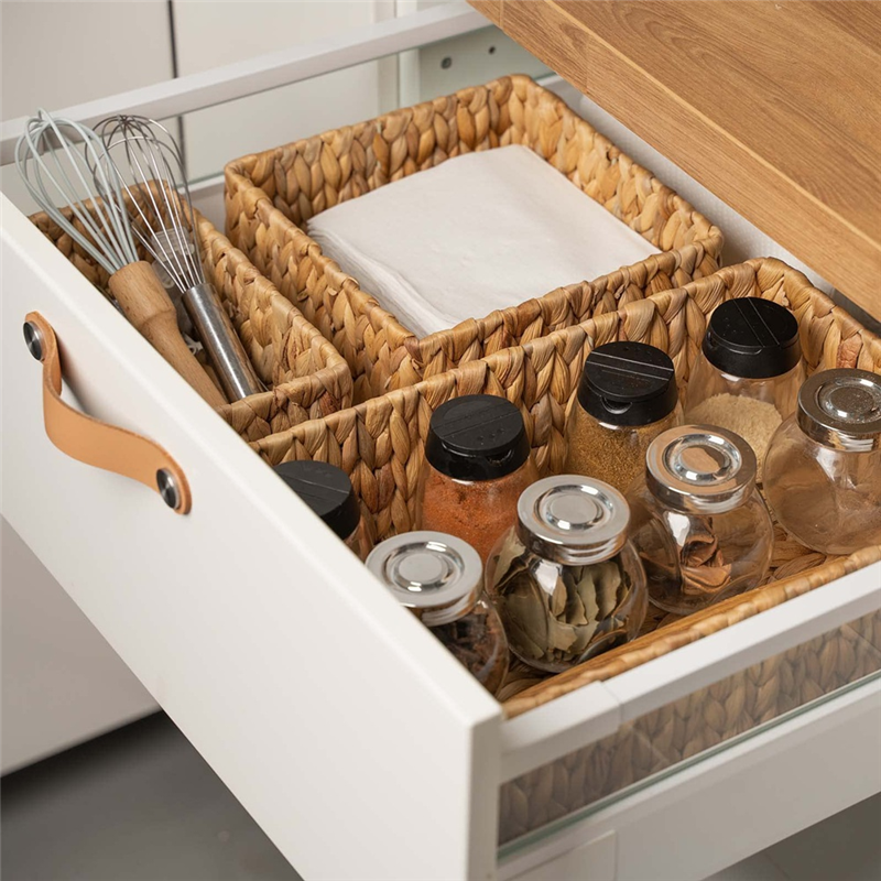 Hlzs-kurver for organisering 3- pakning, sett med store og små kurver, håndflettede kurver for oppbevaring