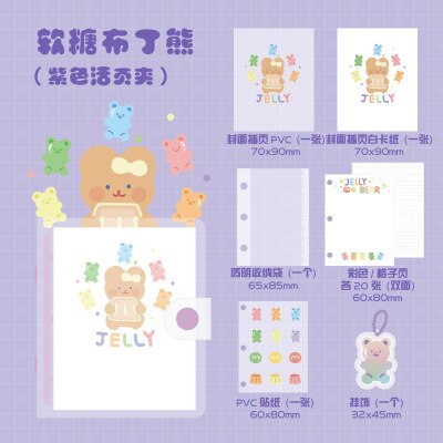 Japanese Stationery Mini Portable 3 Hole Binder Diary Notebook Cute Small Pocket Journal Notebook Grid Color Pages Planner