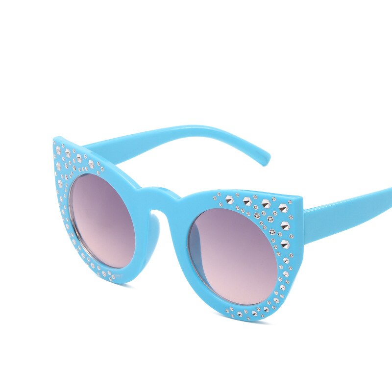 Xojox piger solbriller diamant hjerte børn briller høj kvalitet rhinestone hjerteformede børn solbriller  uv400: Blå