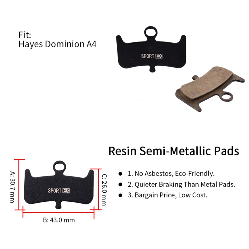 4 Pairs Bicycle Disc Brake Pads For Hayes Dominion A4 Disc Brake,Sport EX