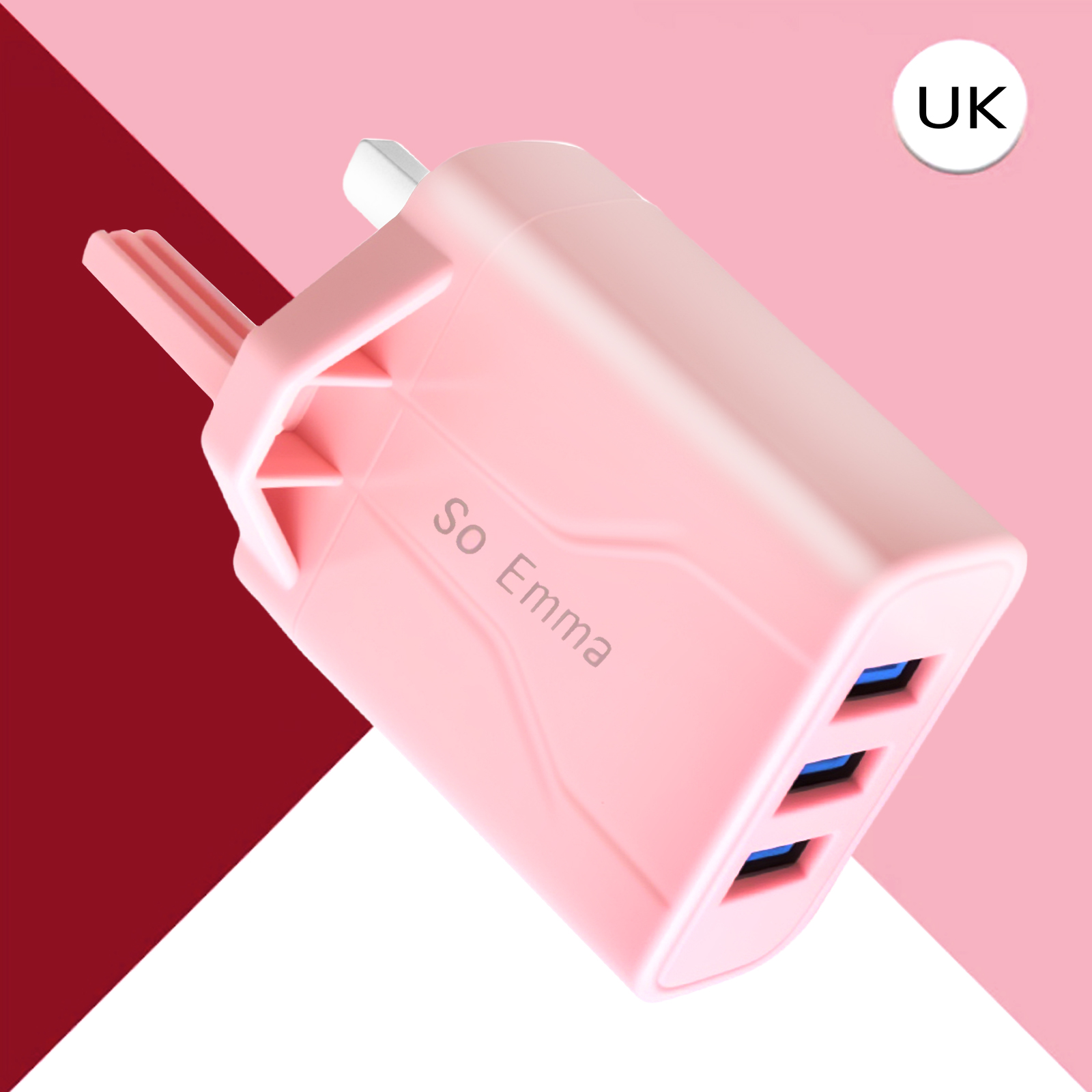 3-poorts USB-oplader Wandoplader, Multi USB-voedingsadapter voor iPhone, Android-telefoons, mobiele telefoons, camera's en MP3, UK-stekker: DE